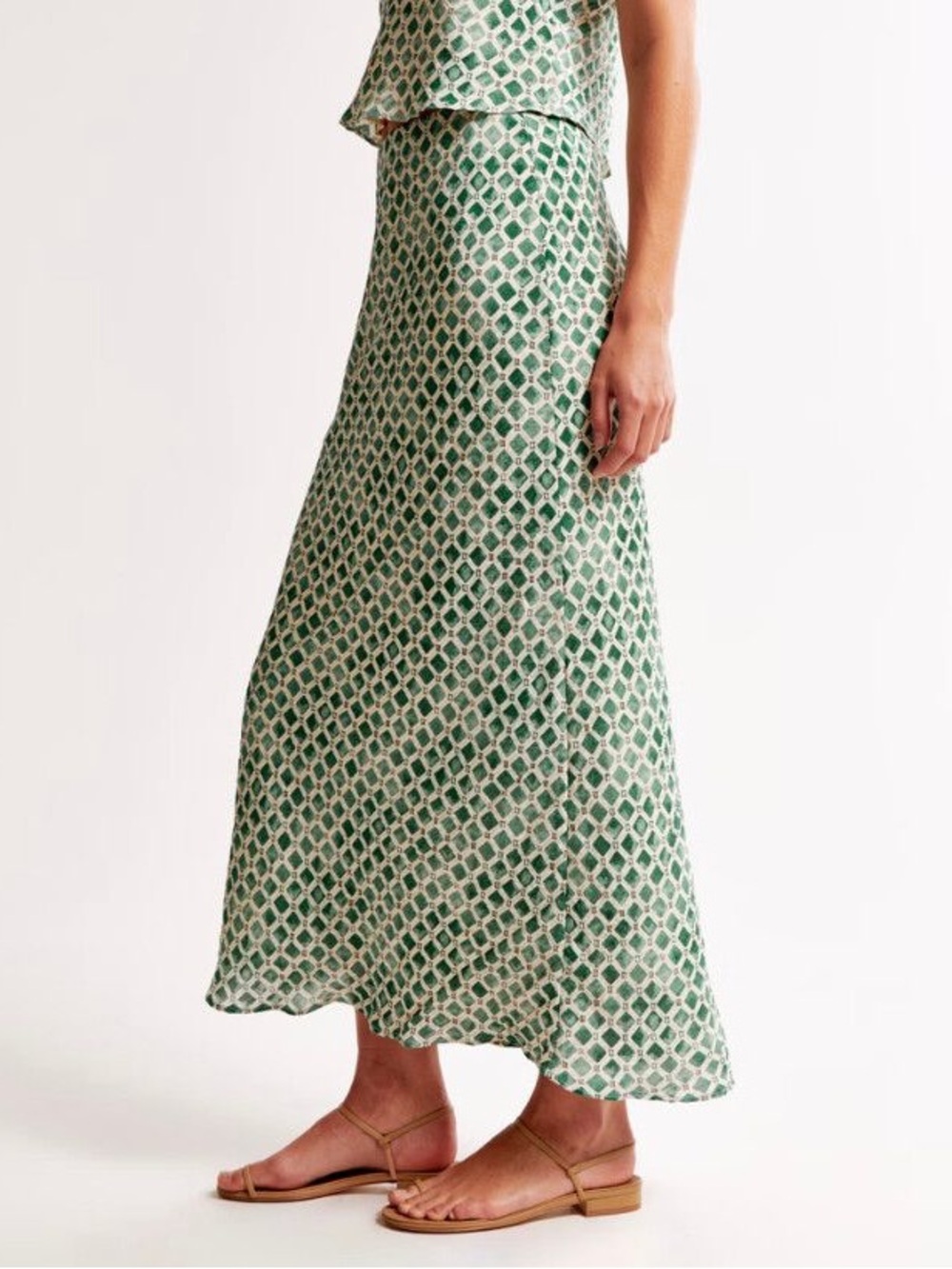 Abercrombie & Fitch Green Geometric Midi Maxi Skirt Skirt
